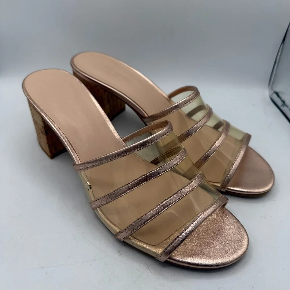 Kate Spade Whitby Slide Sandals | Rose Gold Cork Heels | Size 8.5M - Picture 1 of 11